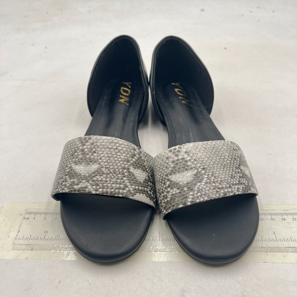 YDN Serpentine & Black Western Open Toe D'Orsay Casual Flat Sandals Slip on Shoe - Picture 3 of 8